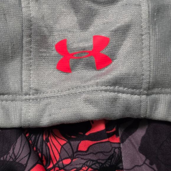 Under Armour Cold Gear Hoodie Youth Girls Large Gray Pink Fleece Pullover - Picture 3 of 6